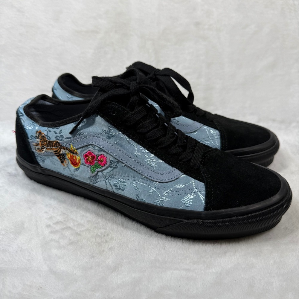 Vans Old Skool Patchwork Floral Brocade Blue Black Sneakers Women 12 Men 10.5‎